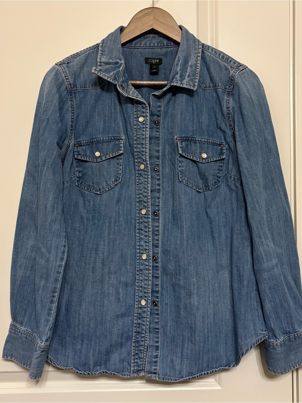 J. Crew Blue Denim Snap-Front Western Shirt